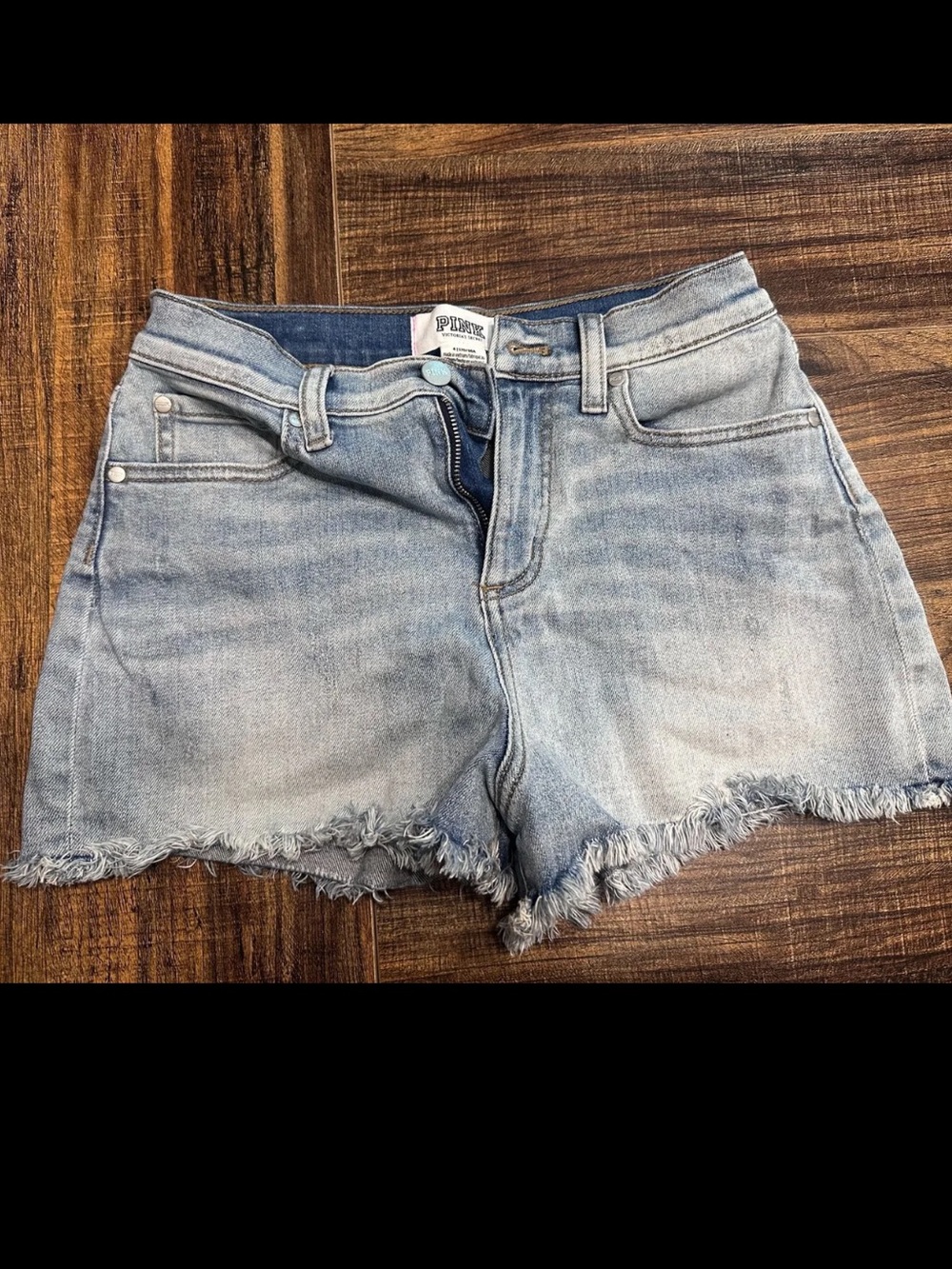 PINK Victoria's Secret Light Blue Frayed Denim Shorts